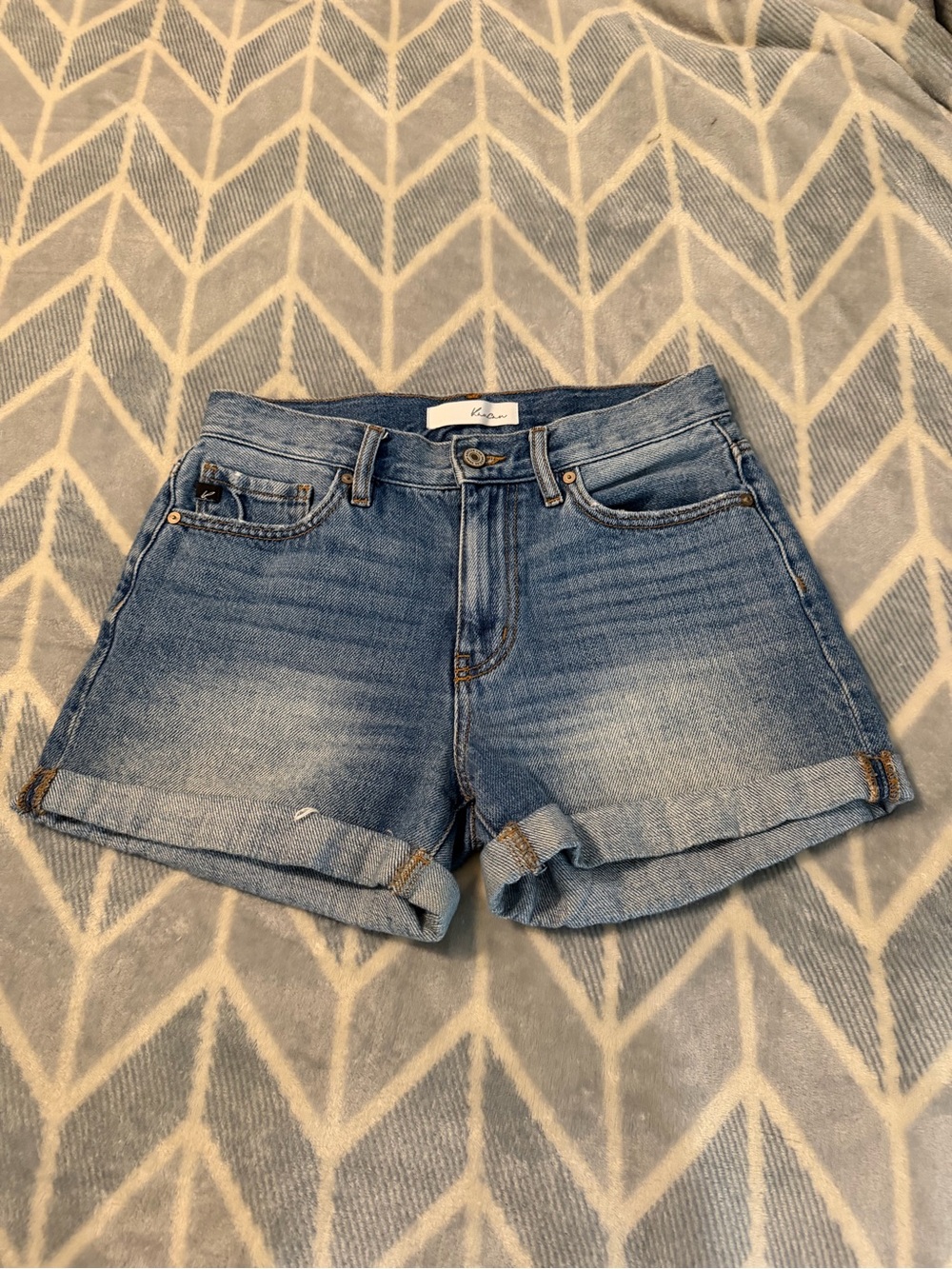 Kancan High-Rise Rolled Hem Denim Shorts